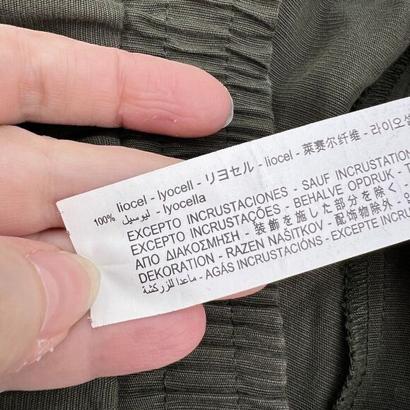 Zara Green Joggers Rayon Pants Beaded Stripe Size Medium - Picture 4 of 4